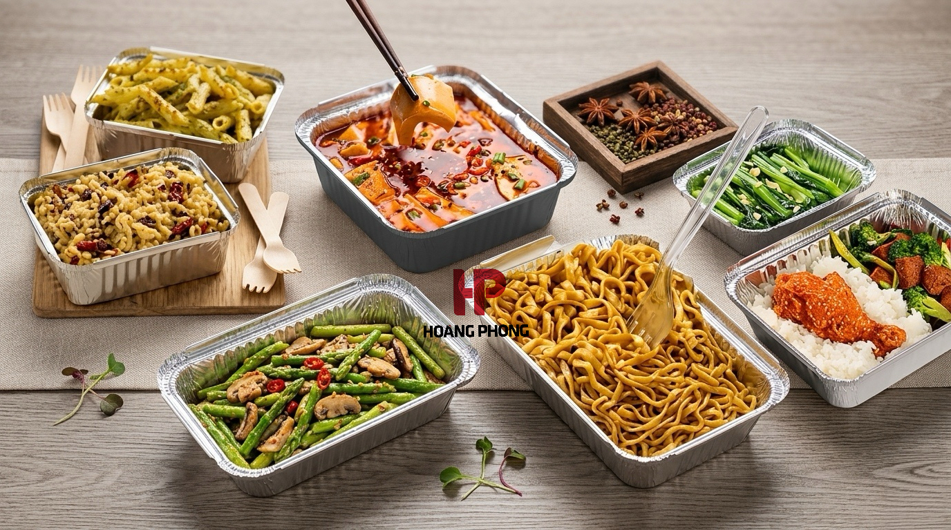 Hộp nhôm đựng đồ ăn nóng cơm phần món nướng
