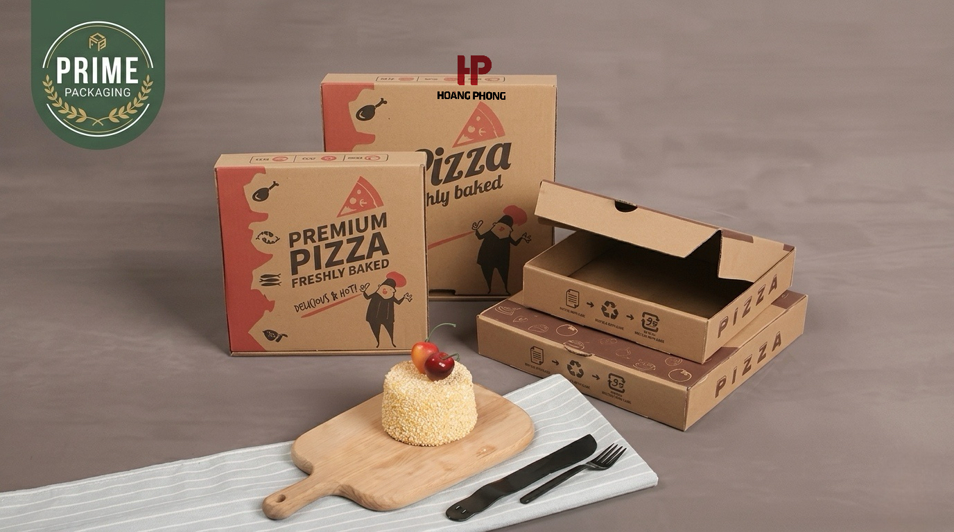 Hộp pizza đựng bánh pizza giao hàng