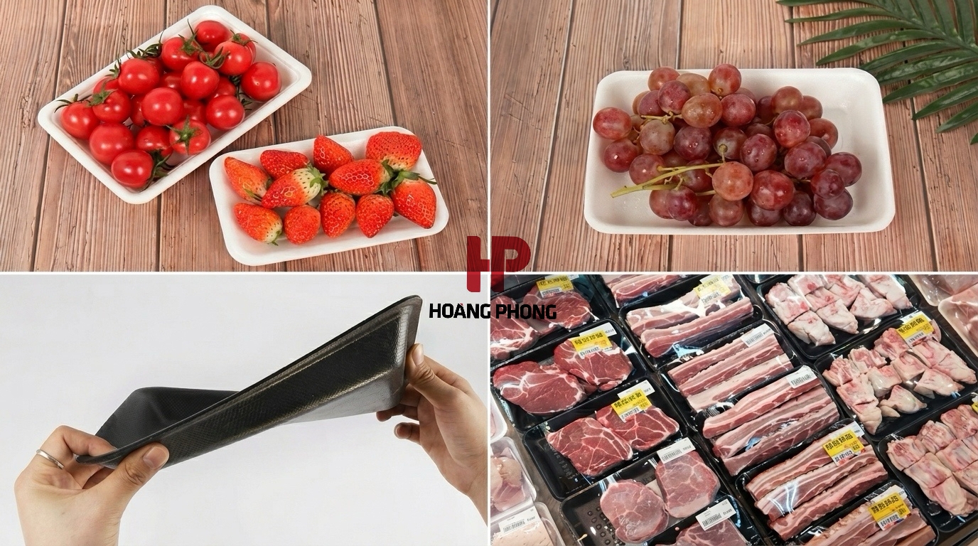 Khay xốp hộp xốp đựng thực phẩm và đồ ăn mang đi