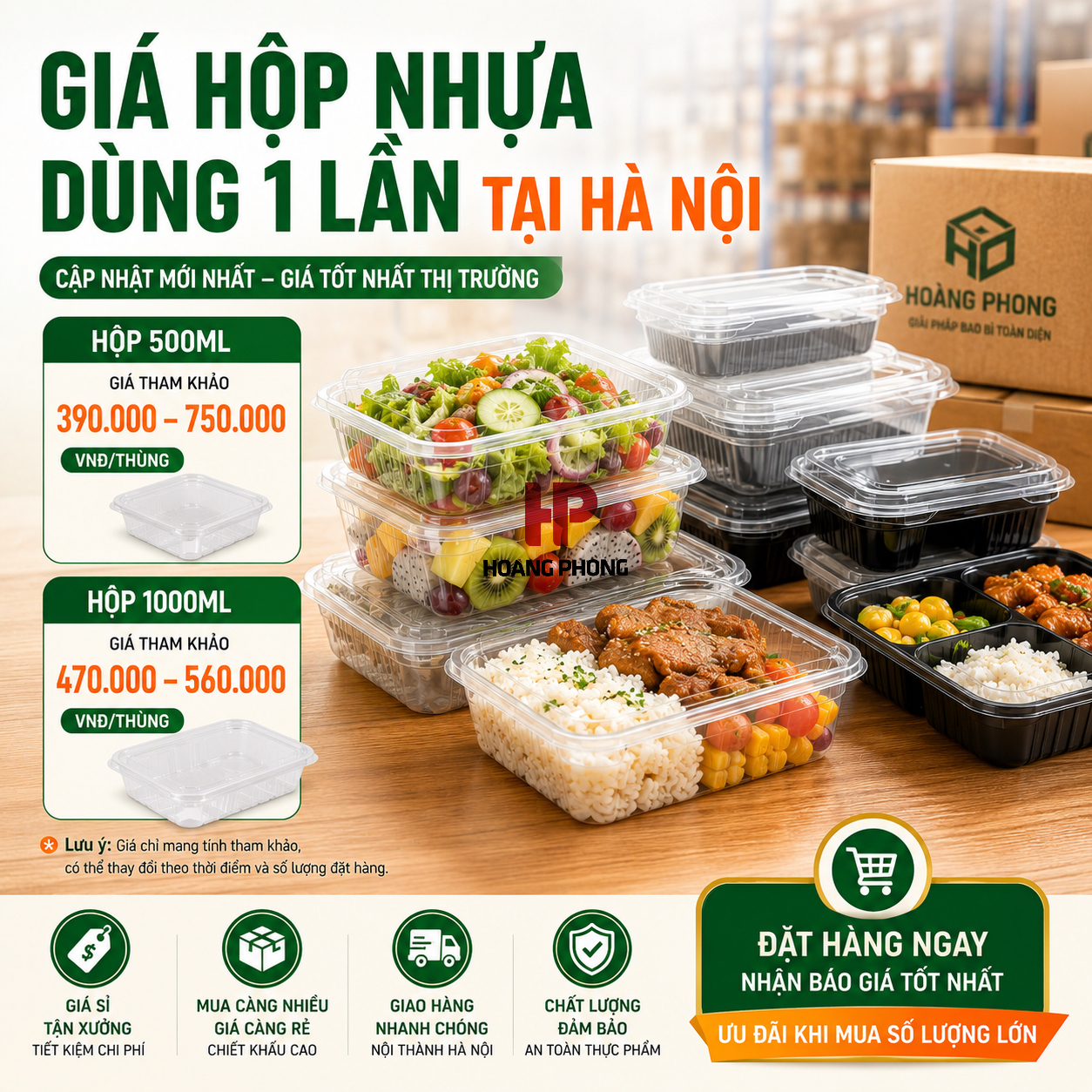 Giá hộp nhựa dùng 1 lần tại Hà Nội